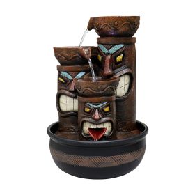 15.5inches Tiki Totem Indoor Tabletop Fountains with LED Light for Office, Room, House, Home Decor