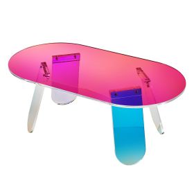 VEVOR Acrylic Coffee Table, Iridescent Acrylic End Table, 13.8 inch high Colorful Acrylic Side Table, for Coffee, Drink, Food