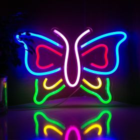 1pc Vibrant Butterfly LED Neon Sign - USB Operated, Colorful Neon Light, Wall Decor, Bar, Home, Club, Coffee Shop, Hotel, Game Room