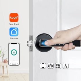 Tuya Fingerprint Door Lock with Lock Smart Fingerprint Door Handle with App Control and Key Biometric Door Lock, Fingerprint Door Lock for Bedroo