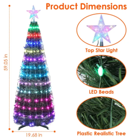 LED Lights Collapsible Christmas Tree Light With Remote App Control IP65 Waterproof Customized Multi-Color Mode Timer Setting Work With Alexa Goo (Option: 1.5m)