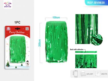 Christmas Bright Green Rain Silk Door Curtain (Color: Green)