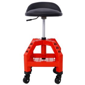 Pneumatic 360 Degree Swivel Stool, Mechanics Rolling Creeper Seat, Heavy Duty Rolling Mechanics Stool, Shop Stool With Casters Red (Color: Red)