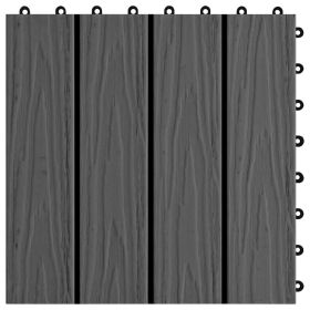 vidaXL 11 pcs Decking Tiles Deep Embossed WPC 30x30 cm 1 sqm Black (Option: as picture)