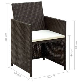 vidaXL 4 Piece Patio Lounge with Cushions Set Poly Rattan Brown (Option: as picture)