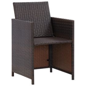 vidaXL 13 Piece Patio Dining Set with Cushions Poly Rattan Brown (Option: as picture)