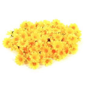 100PCS 50pcs Daisy Artificial Fabric Flower Heads Wholesale Lots Wedding Party (#1 Yellow) (Color: Yellow)