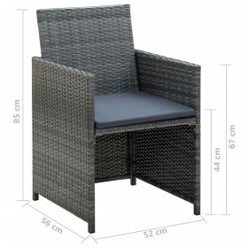 vidaXL 4 Piece Patio Lounge with Cushions Set Poly Rattan Gray (Option: as picture)