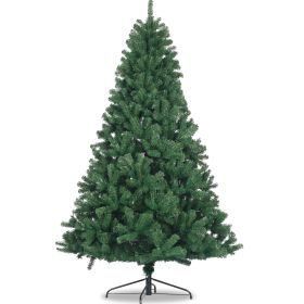 6 Feet Artificial Christmas Tree All Natural Spruce Pvc Fir Tree Foldable Metal Bracket Not Lit Green (Color: Green)