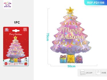 Christmas Gift Box Christmas Tree Aluminum Film Balloon (Option: 1pc)