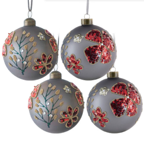 D4.7 Christmas Ball Ornaments, Glass Decorative Hanging Ball Christmas Tree Ornaments For Holiday Party Decorations, Set Of 4 (Option: Multi)