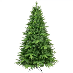 5FT PE PVC Mixed Automatic Christmas Tree With Lights Xmas Decoration Light Up Holiday Season (Color: Green)