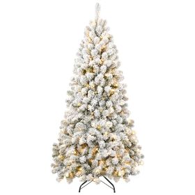 The 6-foot Pre-installed Flocked Christmas Tree Comes With 760 Memory Line Tips  -And Is Lit By 300 Warm Incandescent Lights (Option: Green and white)