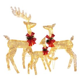 3pcs122x54x38cm Golden Elk Family Courtyard Elk Decoration (Option: Golden)