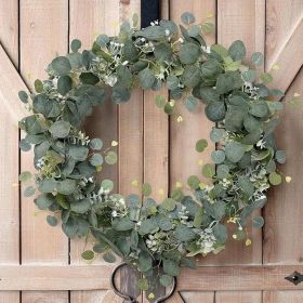 Artificial Silver Dollar Green Plant Wreath Vines And White Flowers For Weddings, Families, Party Tables, Fireplaces, Wall Decorations, Parties, (Color: Green)