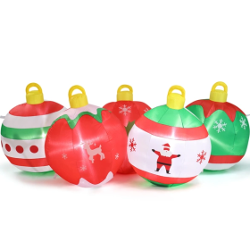 6.9 FT Lighted Christmas Inflatable Decoration, Inflatable Five Christmas Balls, Funny Blow Up Yard Decorations With Built-in LED Lights For Holi (Option: as picture)