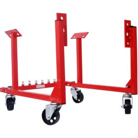 Engine Cradle With Wheels Chevy Small Block And Big Block ,Powder Coat 3in Heavy Duty Steel Construction Wheels 1000 LBS Capacity Storage Hardwar (Color: Red)