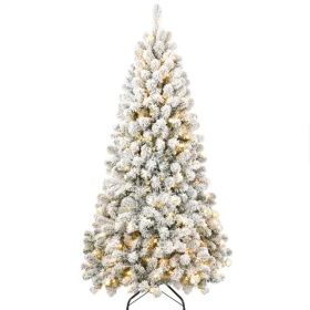 5ft Pre-lit Flocked Artificial Christmas Tree Environmentally Friendly Fireproof Artificial Christmas Flocked Tree (Color: White)