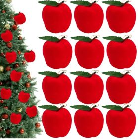 12Pcs Mini Christmas Ornament 2.1in Foam Red  Ball Ornament Pendants Xmas Tree Hanging Decorations For Holiday Party Supplies (Color: Red)