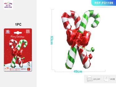 Christmas Bow Candy Cane Aluminum Foil Balloon (Option: 1pc)