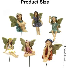 1pc Miniature Fairy Plug-In Statue, Garden Elf With Wings Crafts Little Girls Figures Ornament, For Home Room Decor Patio Garden Accessories (Style: 6pcs)