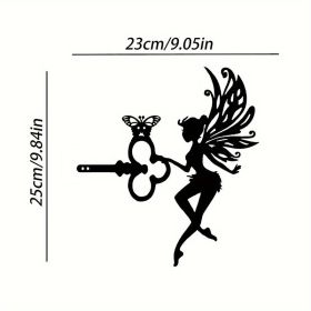 1pc Angel On Branch Steel Silhouette Metal Art Fairy Silhouette Ornament Wall Art Home Garden Yard Patio Outdoor Statue Stake Decoration Perfect (Model: A17)