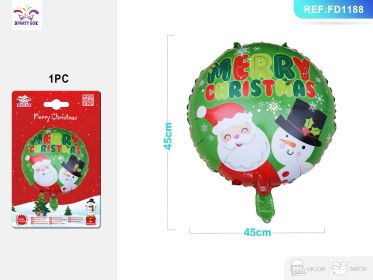 Christmas 18 Inch Circular Santa Claus Snowman Aluminum Foil Balloon 1PC (Option: A)