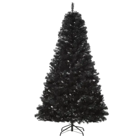 7 Ft Artificial Christmas Tree Unlit Douglas Fir With Realistic Branches And 1346 Tips, Black Halloween Style (Color: Black)