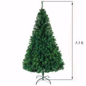 Green 5.5ft 850 Branches PVC Christmas Tree (Color: Green)